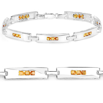 2.52 Carat Genuine Yellow Sapphire .925 Sterling Silver Bracelet